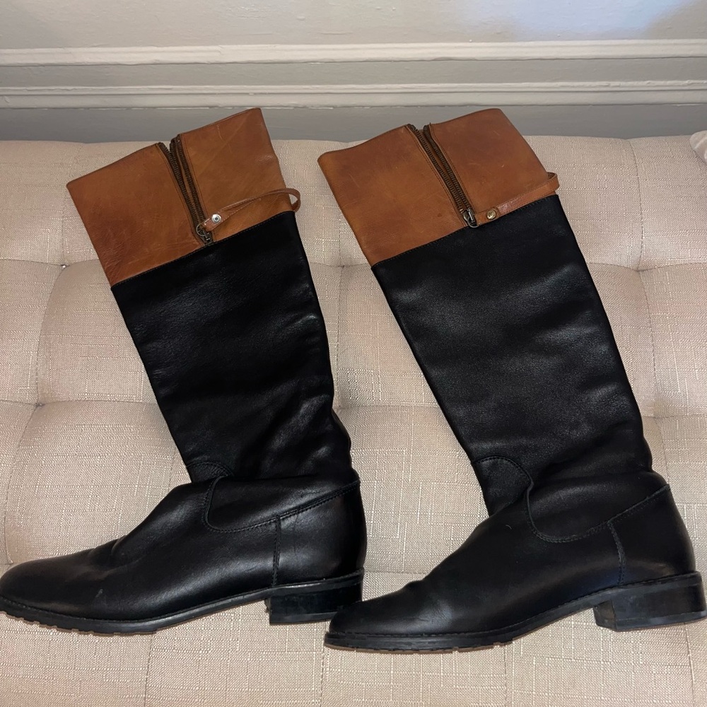 Stuart Weitzman butter leather two tone tall boots. Sz 7 - Picture 4 of 13